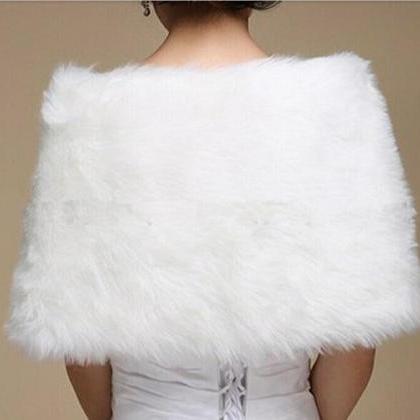 2015 Wedding Fake Fur Shawl White/ivory Pearl..