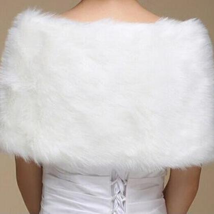 Fashion White/ivory Bride Fake Fur Wrap Ribbon..