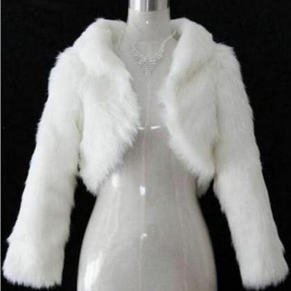 Fake Fur Long-sleeved Jacket White/ivory Bride..