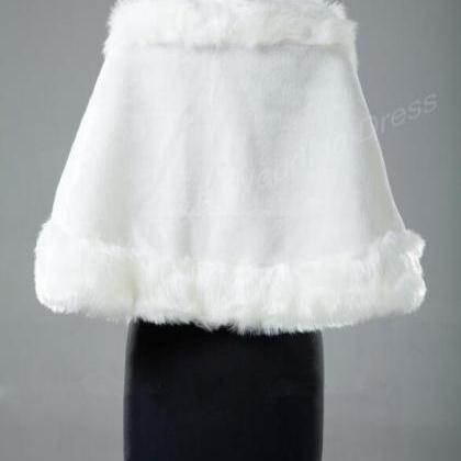 Warm Faux Fur White/ivory Wrap Wedding Jacket..