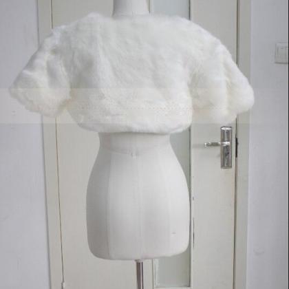 White/ivory Bridal Jackets Fake Fur Shawl..