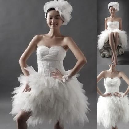 Fashion Short Wedding Dress White/ivory Cocktail..