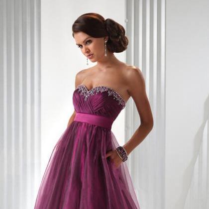 Purple Evening Dresses Organza Prom Dresses Ball..