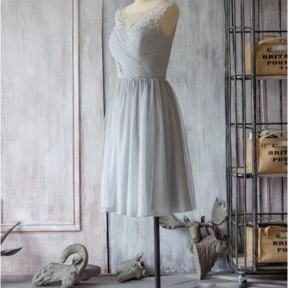Fashion Light Grey Bridesmaid Dress Chiffon Short..