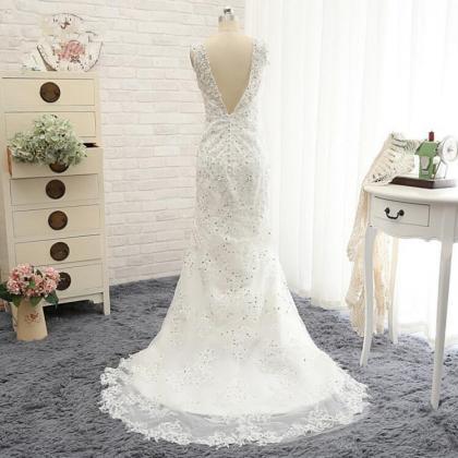 Sexy Lace Appliques Mermaid Wedding Dresses..