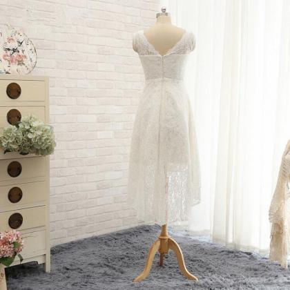 Fashion Short Lace Wedding Dresses 2016 A Line Cap..