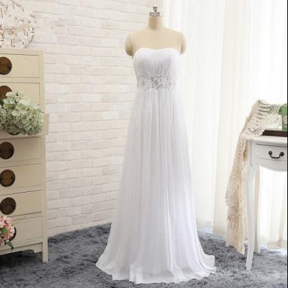 Strapless Ruched Beaded Chiffon Floor-length..