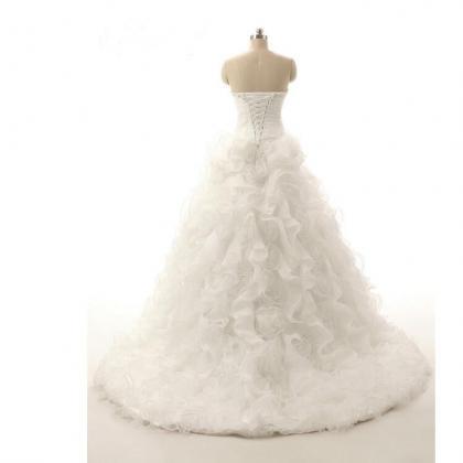 Fashion Organza Fluffy Type Wedding Dress Sequined..