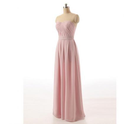 Elegant Pink Chiffon Bridesmaid Dress A Line Floor..