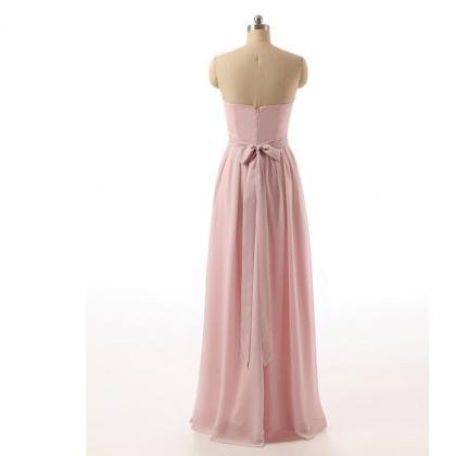 Elegant Pink Chiffon Bridesmaid Dress A Line Floor..