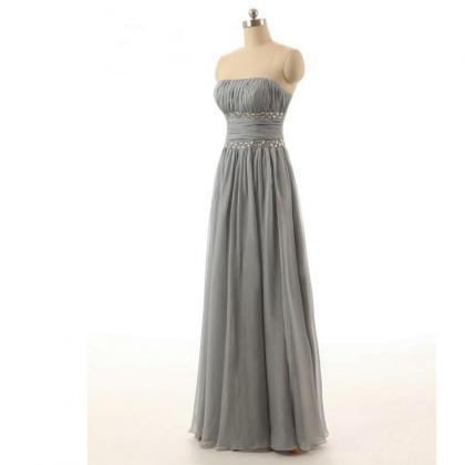 2016 Grey Chiffon Bridesmaid Dress A-line Long..