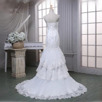 Lace-tiered Wedding Gown With Sweetheart Neckline