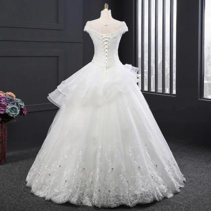 Off-the-shoulder A-line Peplum Wedding Dress With..