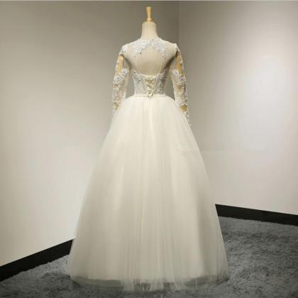 Sexy Ball Gown Long Sleeves Lace Wedding Dresses..