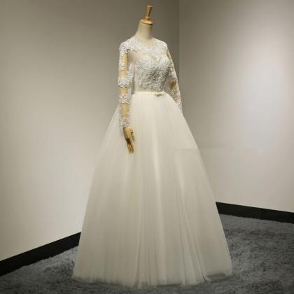 Sexy Ball Gown Long Sleeves Lace Wedding Dresses..