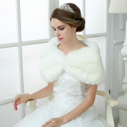 High Quality Bridal Dress Shrug Fake Fur Shawl..