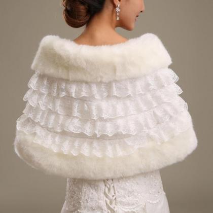 Bridal Lace Shawl Wedding Dress Shrug Cloak Fake..