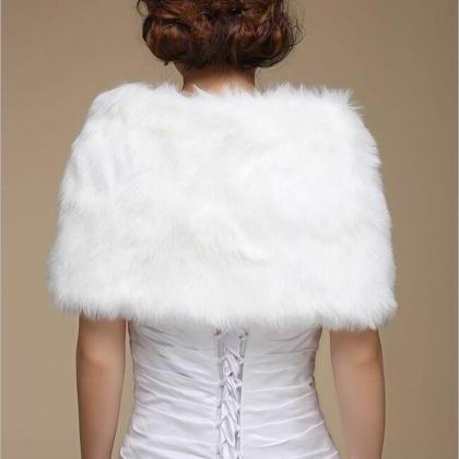White Ivory Bridal Dress Shawl Wedding Dress Faux..