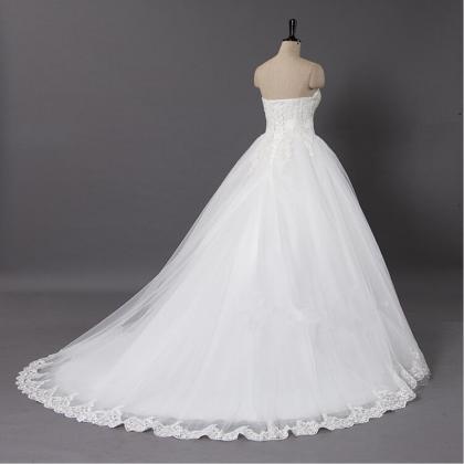 Sweetheart Ball Gown With Lace Up Back And Chapel..
