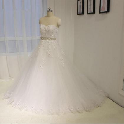 Sweetheart Neck Lace Wedding Gown A Line White /..