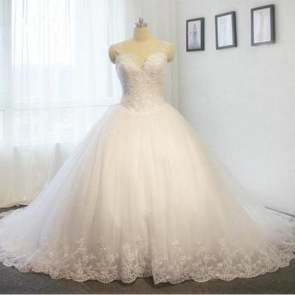 Wedding Dress Lace Up Back A Line Sweetheart White..