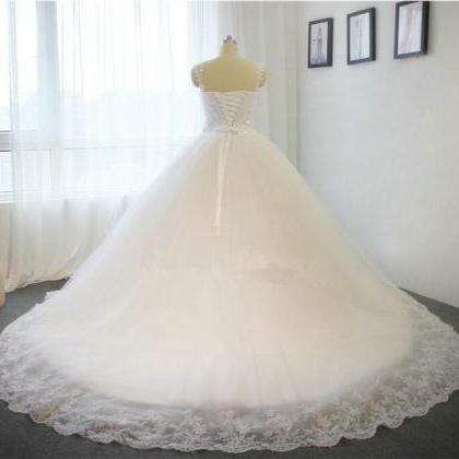Wedding Dress Lace Up Back A Line Sweetheart White..