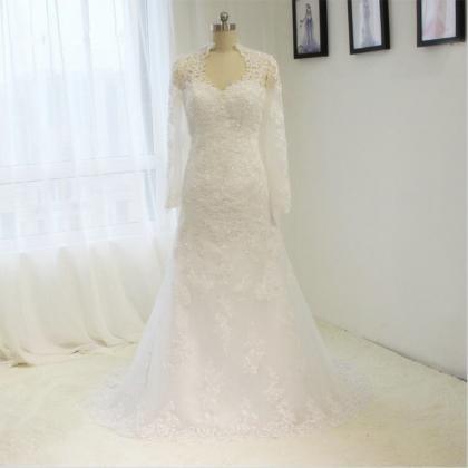 Simple Lace Bridal Wedding Dress A-line White /..