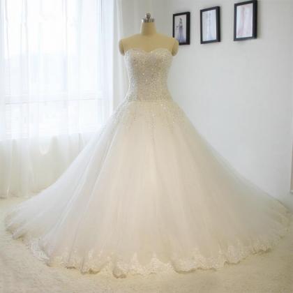 Strapless Beading Bridal Wedding Dresses Ball Gown..