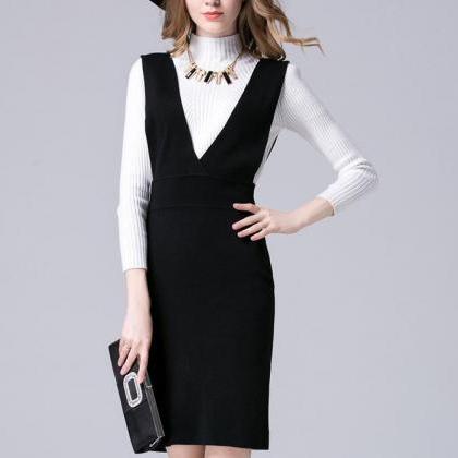 Women Sexy Office Dresses Ol Deep V-neck Two-piece..