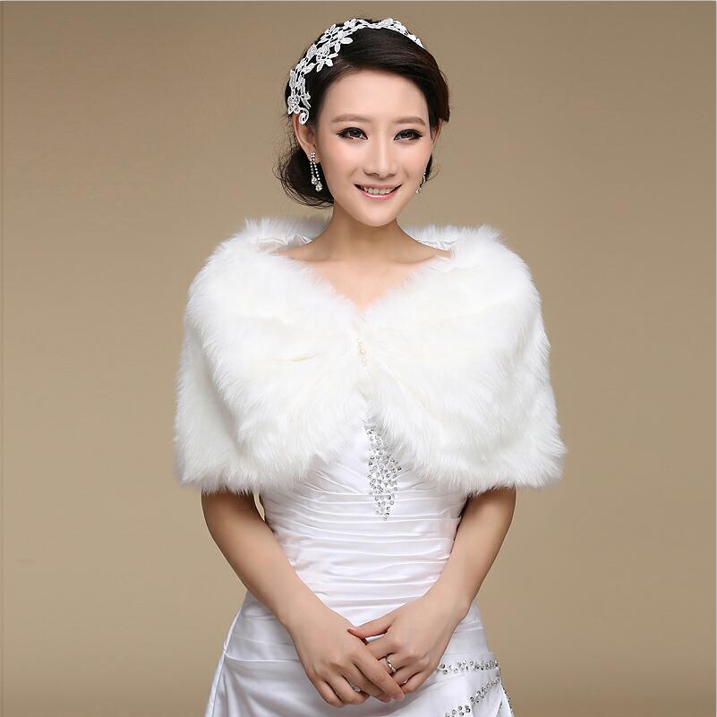 White/ivory Faux Fur Wrap Bridal Wedding Bolero Warm Shawl Shrug Stole Women Jacket