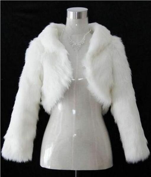 Fake Fur Long-sleeved Jacket White/ivory Bride Coat Wedding Bolero Shrug Wrap Winter Overcoat Wedding Accessories