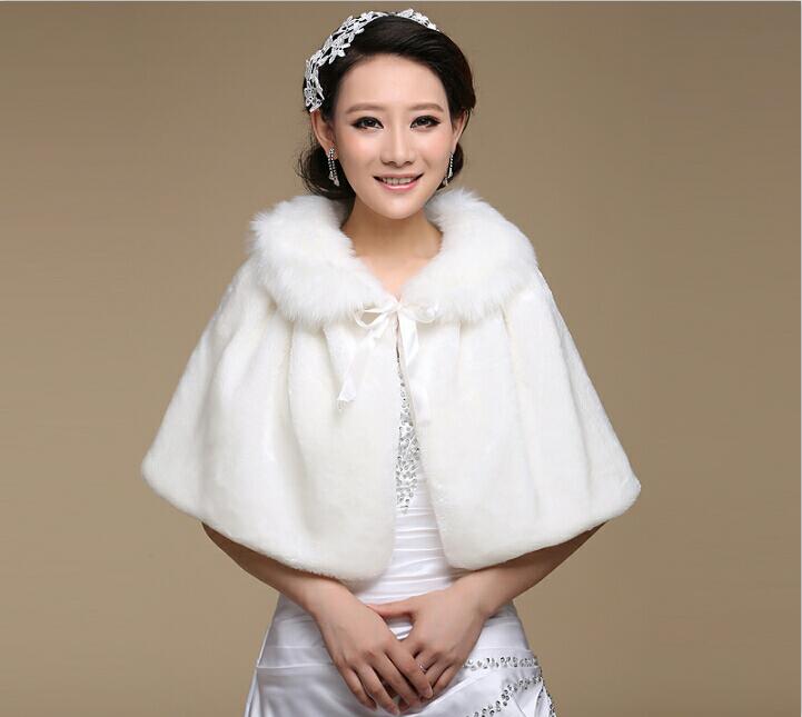 Ivory Bride Cape Fake Fur Shawl Wedding Dress Jacket Winter Wrap Shrug Wedding Accessories