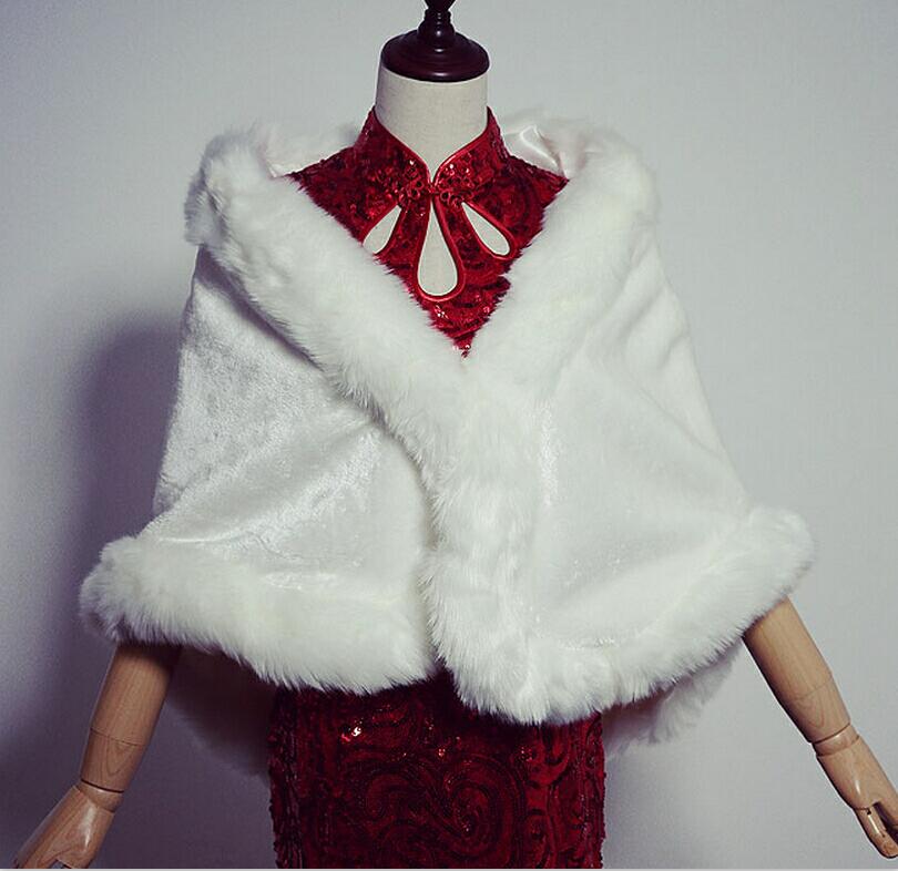 Elegant Bride Cape White/ivory Fake Fur Shawl Evening Dress Shrug Wedding Dress Jacket Winter Bolero Stole Warm