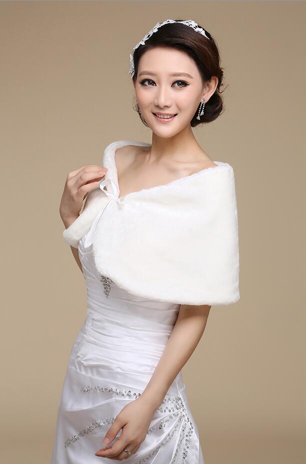 Fashion Wedding Wrap Faux Fur Stole Ivory/white/red/black Bridal Bolero Shrug Jacket Coat Tippet Shawl