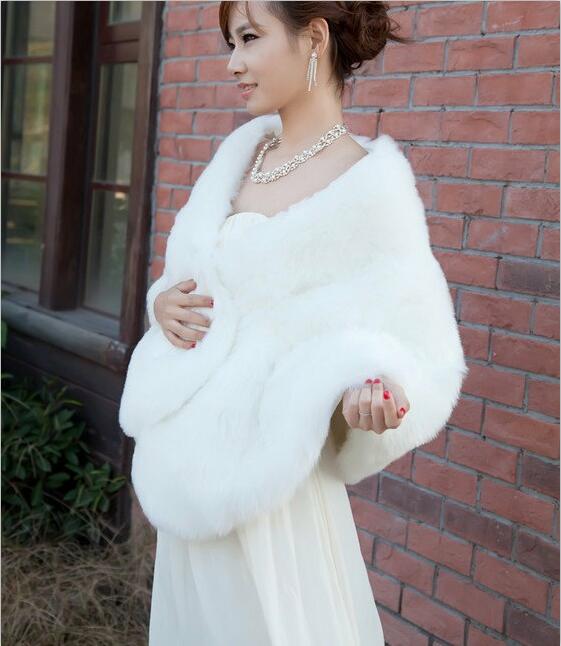 Elegant White/ivory Bridal Bolero Fake Fur Wrap Shrug Wedding Cloak Winter Jacket Coat Wedding Accessories