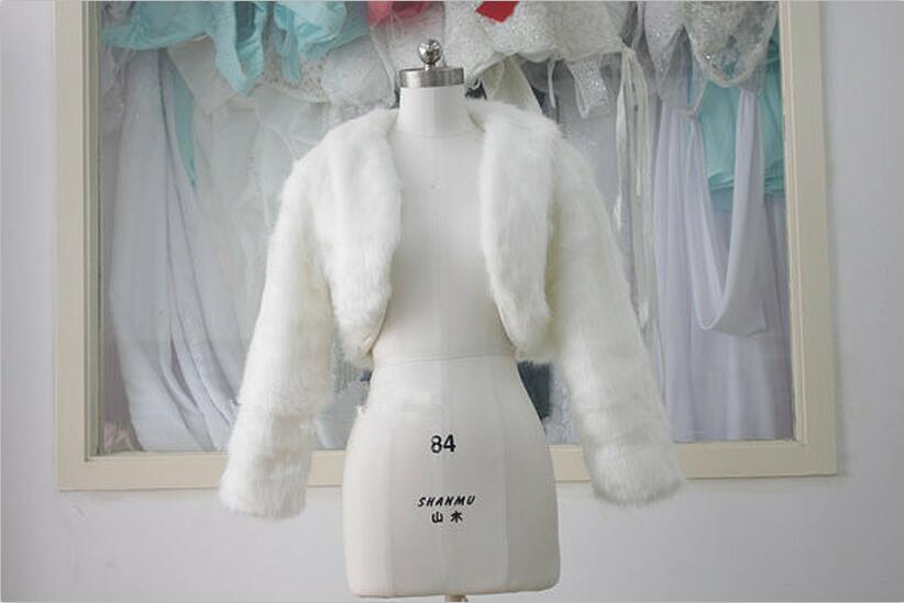 Faux Fur Ivory Bridal Wrap Long Sleeve Coat Jacket Artificial Shawl Cape Stole