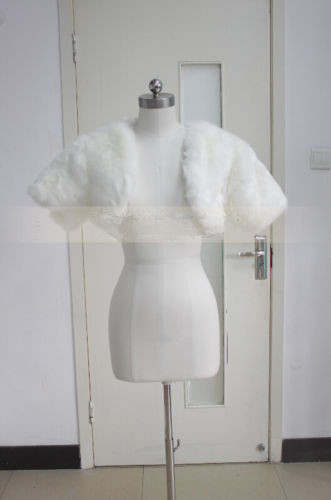 White/ivory Bridal Jackets Fake Fur Shawl Short-sleeved Coat Wedding Bolero Cloak Shrug