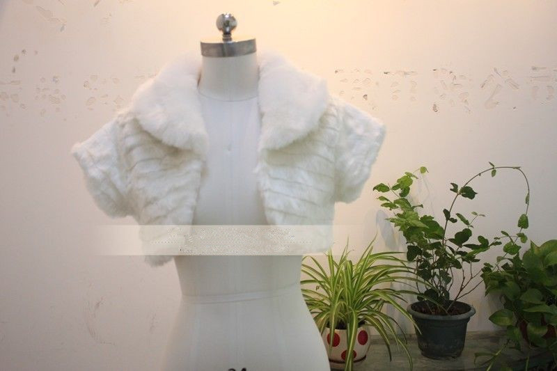 Ivory Bridal Faux Fur Jacket Shawl Wrap Shrug Bolero Stole Bridesmaid Short Coat