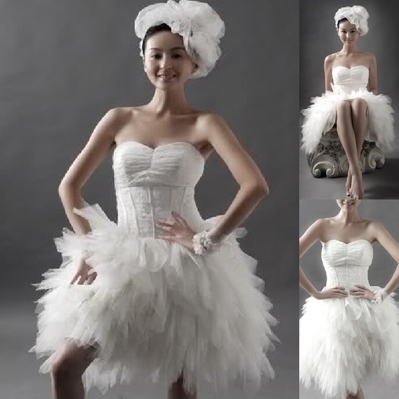 Fashion Short Wedding Dress White/ivory Cocktail Dress Bridal Gown