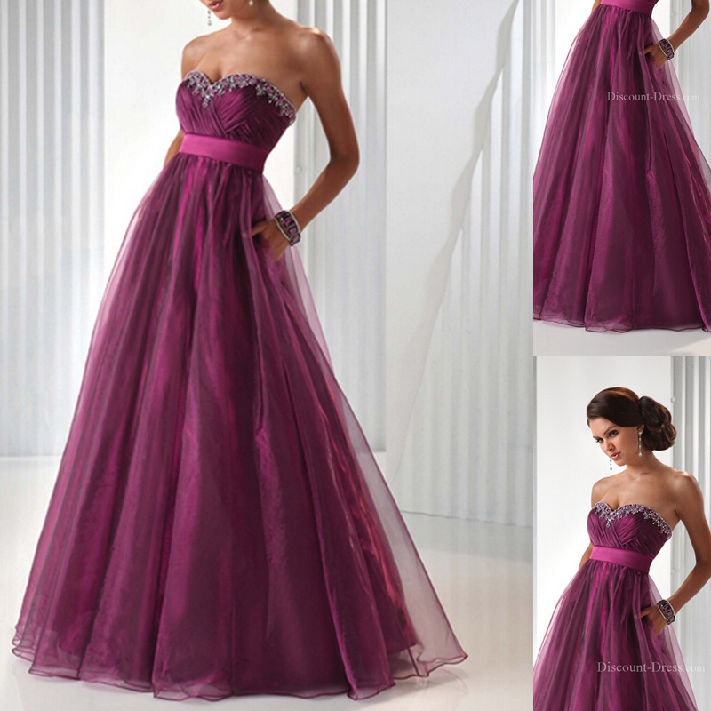 Purple Evening Dresses Organza Prom Dresses Ball Gown
