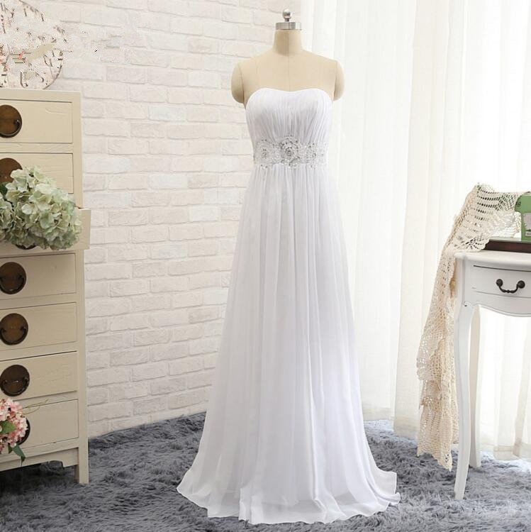 Strapless Ruched Beaded Chiffon Floor-length Wedding Dress