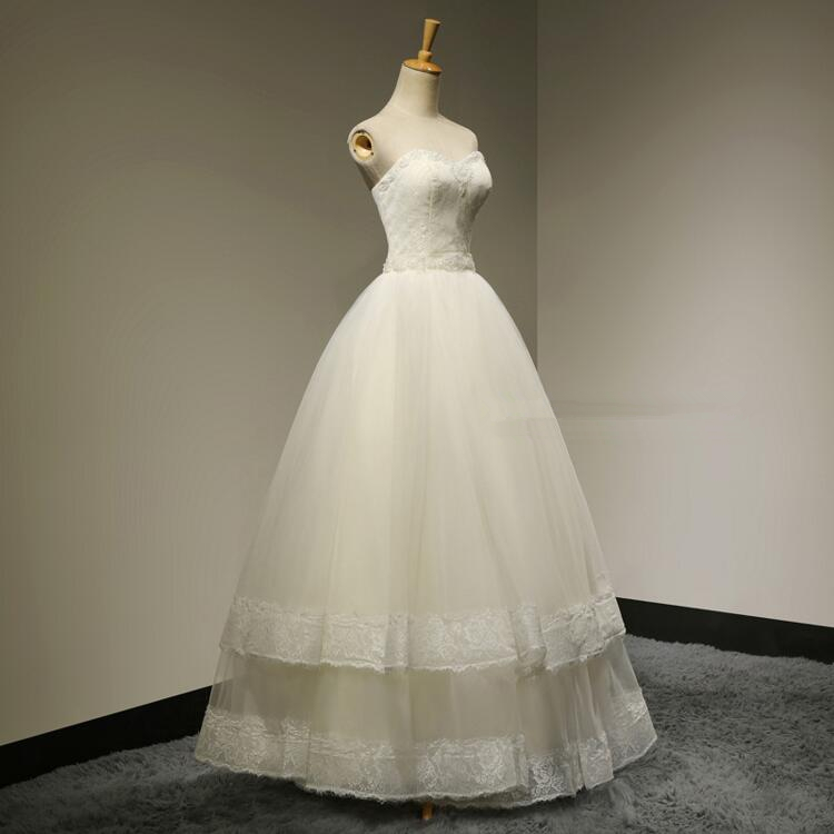 Custom Made Sweetheart Ruffled A-line Beading Wedding Dresses Floor Length Summer Bridal Gown