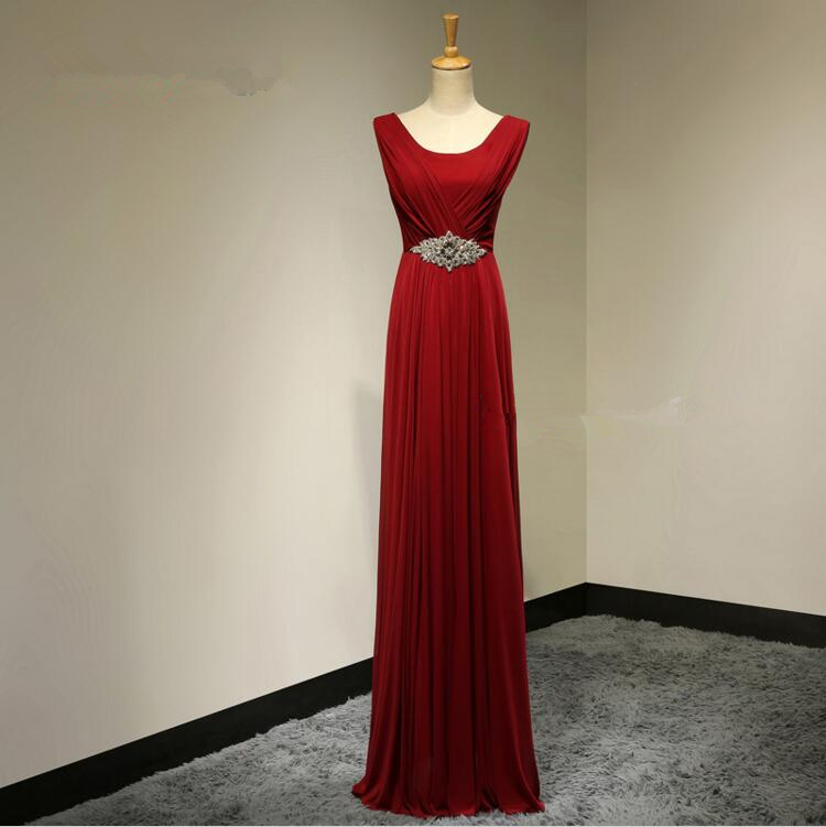Beaded Bridesmaid Dresses Long Chiffon Floor Length Dress For Bridesmaid A Line Evening Dress Red Prom Dress