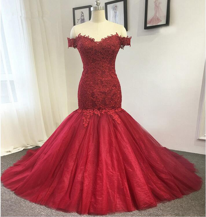 2016 Wedding Dress Mermaid Style Wedding Dress Sexy Red Lace Bride Dress Custom Size On Luulla