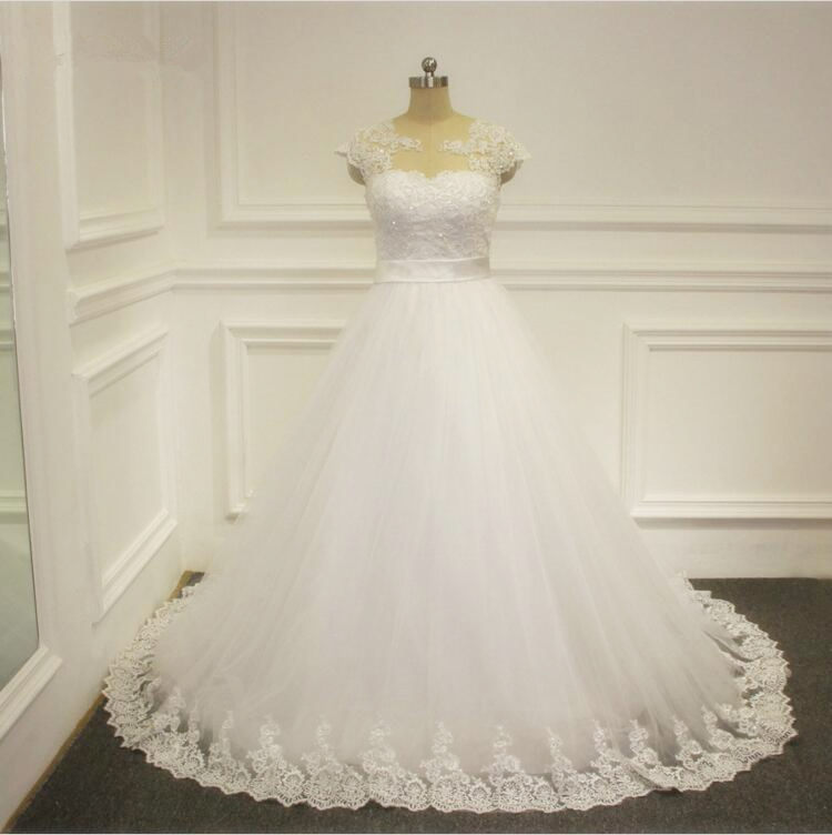 Vestido De Noivas 2017 Puffy Ball Gown Backless Bridal Dresses A Line White / Ivory Wedding Dress Plus Size