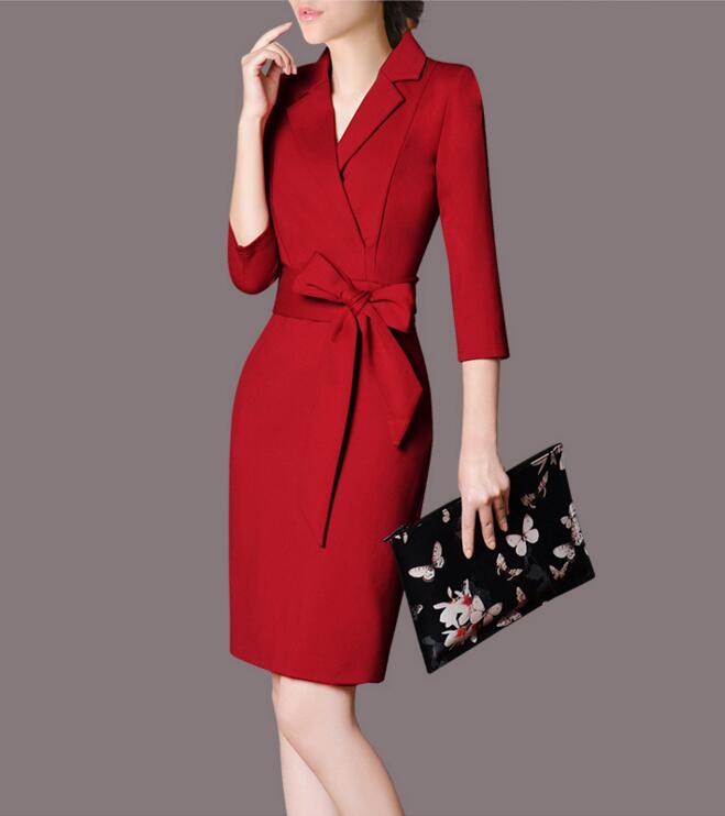 red business casual dress