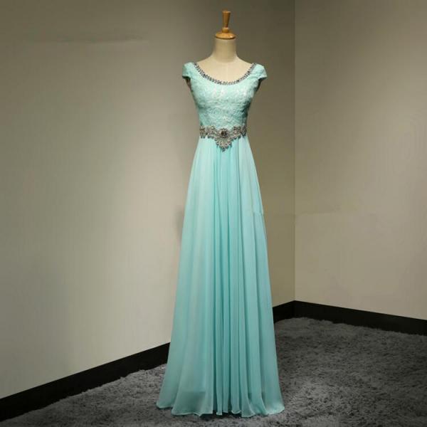 Beaded Bridesmaid Dresses Long Chiffon Floor Length Evening Dress Lace ...