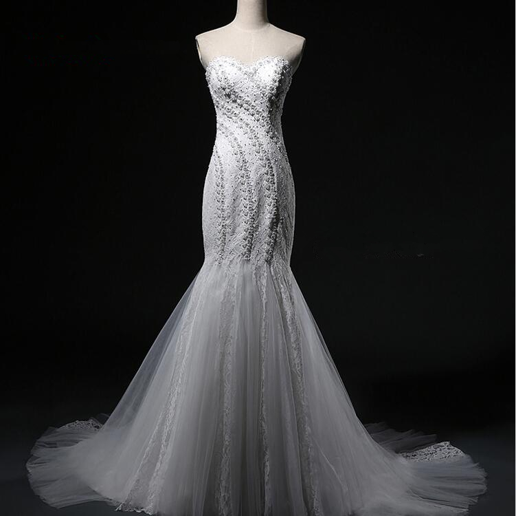 Sexy Mermaid Sweetheart Lace Up Wedding Dress 2016 With Bead Appliques ...