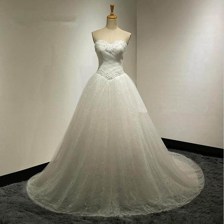 Bridal Ball Gown Sweetheart Sweep Train Sleeveless Lace Up Wedding ...